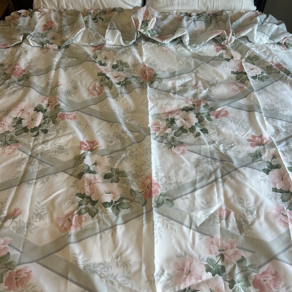 Cottagecore Vtg Springs Home Ruffled Shower Curtain Floral USA Made 66X67 - Picture 6 of 7